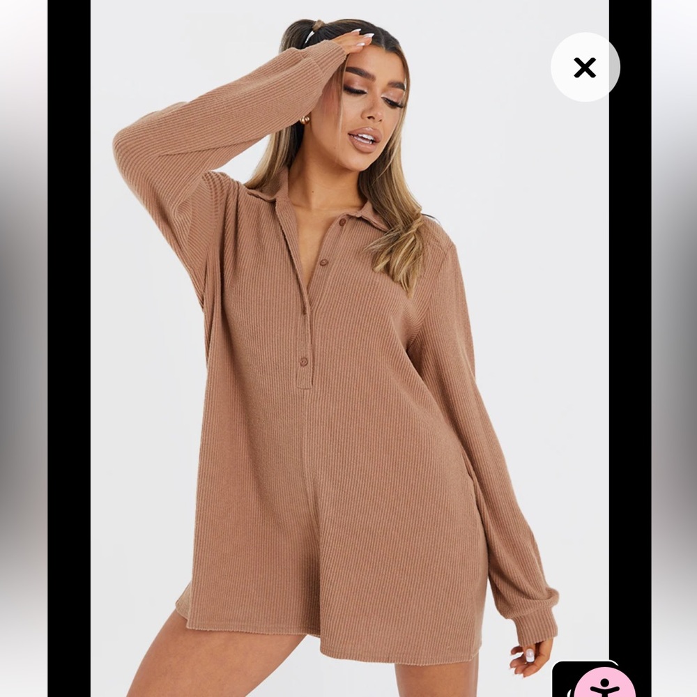 Pretty little thing tan Romper jumpsuit
